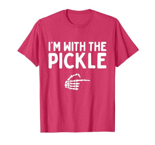 Funny Halloween Costume Holiday Party Gift I'm with The Pickle Funny Halloween Costume Matching Couples T-Shirt - size chart