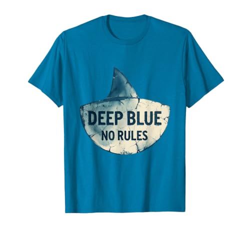 Mademark Deep Blue No Rules Shark Graphic Design T-Shirt - size chart