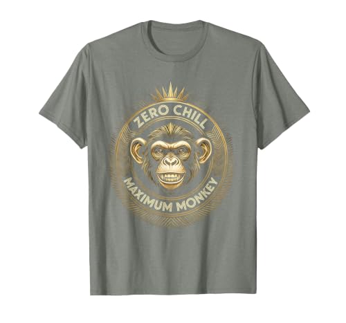 Mademark Zero Chill Maximum Monkey Fun Graphic Design T-Shirt - Men - size chart