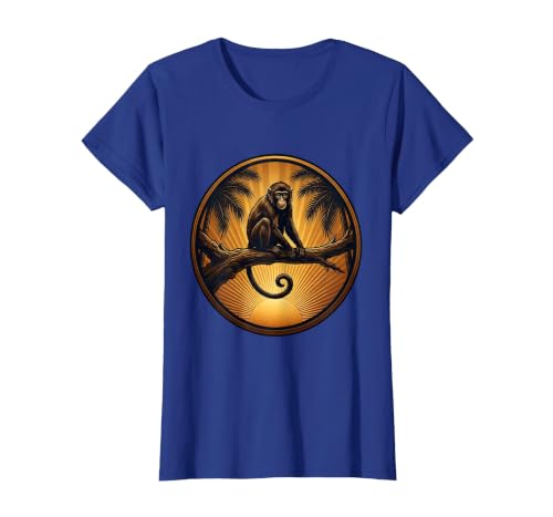 Mademark Monkey Silhouette Tropical Sunset Graphic T-Shirt - Women - size chart