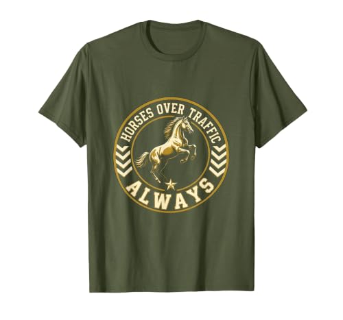Mademark Horses Over Traffic Always Equestrian Design T-Shirt - Men - size chart