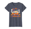 Spooky Camp-O-Ween Ghosts and Campfire Apparel Happy Camp-O-Ween Halloween Camping Ghosts and Campfires T-Shirt - size chart