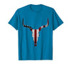 Cow skull USA Flag Bull Skull American Flag Cow Skull Western Graphic Wild West T-Shirt - size chart