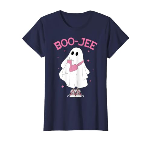 Spooky Season Ghost Halloween Boujee Boo-Jee Boo-JEE Spooky Season Ghost Pink Halloween Pumpkin Boujee T-Shirt - size chart