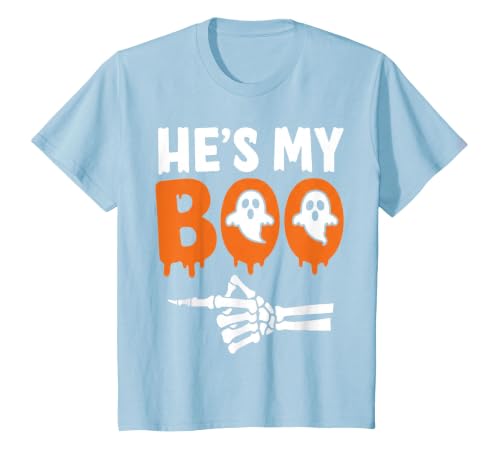 He's My Boo Matching Halloween Pajama Couples Funny T-Shirt - size chart