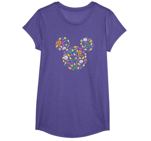 Disney Mickey Mouse Halloween Head Icon Pumpkins and Candy T-Shirt - size chart