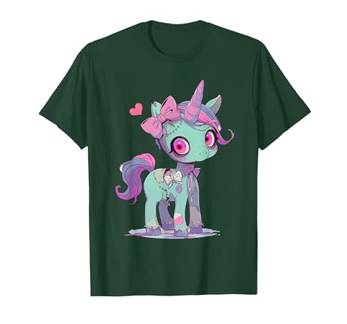 Kawaii Pastel Goth Creepy Cute Witchy Halloween Ts Kawaii Pastel Goth Creepy Cute Witchy Zombie Unicorn T-Shirt - size chart
