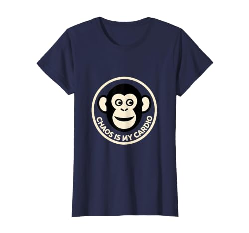 Mademark Chaos Is My Cardio Funny Monkey Design T-Shirt - Women - size chart