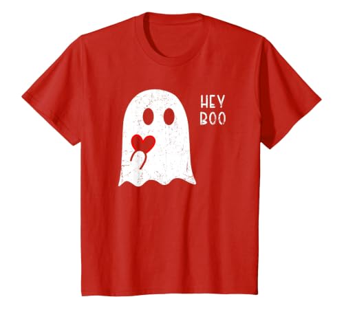 Halloween Ghosts & Stuff Clothing Hey Boo Ghost Heart Hand Sign Cute Halloween Spooky Season T-Shirt - size chart