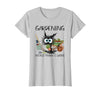 Black Cat Do Gardening Because Murder is Wrong T-Shirt - size chart
