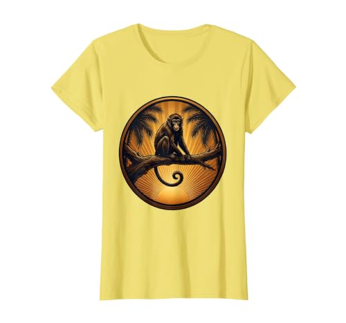 Mademark Monkey Silhouette Tropical Sunset Graphic T-Shirt - Women - size chart