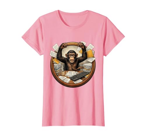 Mademark Monkey Office Chaos Funny Adult Humor Graphic T-Shirt - Women - size chart