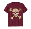 Halloween Designs. Pirate Flag Skull and Crossbones Skeleton Graphic Halloween T-Shirt - size chart