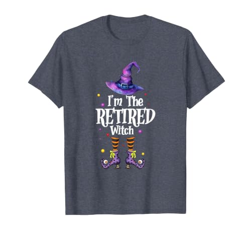 Funny Quote Horror Costume Party Family Friends I'm The Retired Witch Spooky Scary Halloween Retiree Women T-Shirt - size