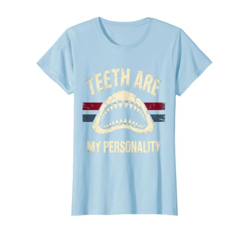 Mademark Teeth Are My Personality Shark Design T-Shirt - size chart