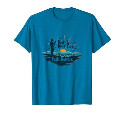 Mademark Boat Hair Don't Care Fish Beware Fishing Apparel T-Shirt - size chart