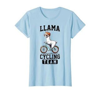 Bicycle Riding Animals Co. Llama Cycling Team Riding Bicycle T-Shirt - size chart
