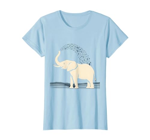 Mademark Elephant Spraying Water Raised Trunk Illustration T-Shirt - Women - size chart