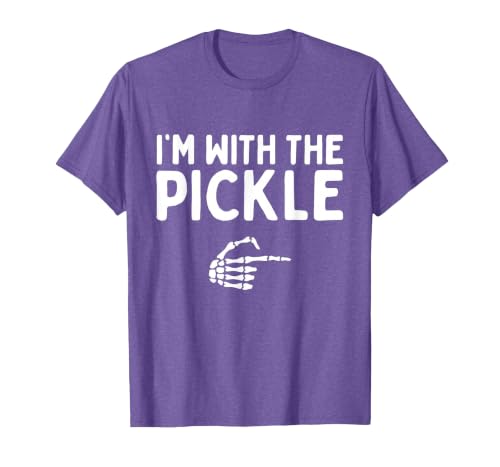 Funny Halloween Costume Holiday Party Gift I'm with The Pickle Funny Halloween Costume Matching Couples T-Shirt - size chart