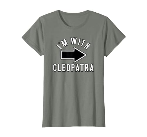 Lazy Last Minute Cleopatra Halloween Costumes Couples Halloween Costume Shirts I'm with Cleopatra T-Shirt - size chart