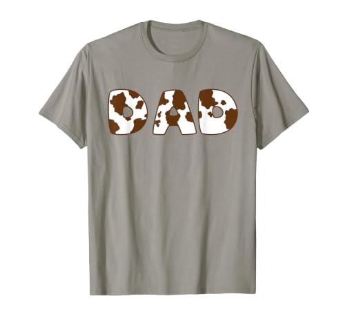 Cow Print For Family Matching Outfits DAD Cow Brown White Animal Print, Cow Pattern Farmer DAD T-Shirt - size chart