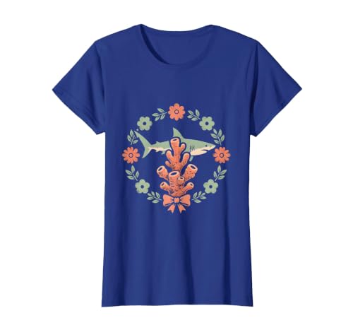 Mademark Hammerhead Shark Coral Pinnacle Hawaiian Design T-Shirt - size chart