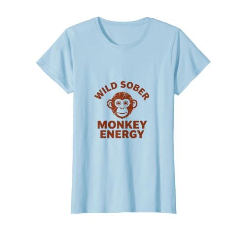 Mademark Wild Sober Monkey Energy Funny Sobriety Design T-Shirt - Women - size chart