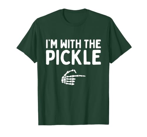 Funny Halloween Costume Holiday Party Gift I'm with The Pickle Funny Halloween Costume Matching Couples T-Shirt - size chart