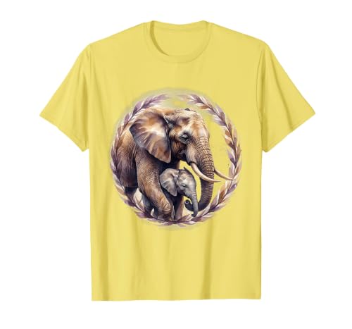 Mademark Elephant Love Gentle Trunk Embrace Wildlife Art T-Shirt - Men - size chart