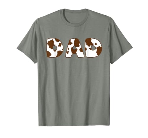 Cow Print For Family Matching Outfits DAD Cow Brown White Animal Print, Cow Pattern Farmer DAD T-Shirt - size chart