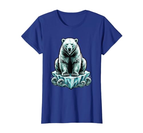 Mademark Polar Bear Lone Ice Floe Arctic Drift Illustration T-Shirt - size chart