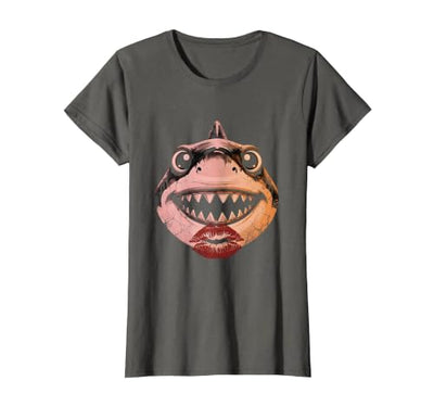 Smiling Shark With Lipstick Marks Graphic T-Shirt