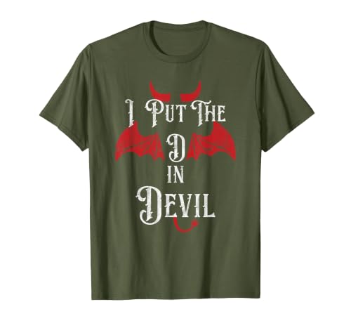 I Put the D in Devil Tees I Put the D in Devil Funny Halloween Matching Couple T-Shirt - size chart