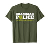 Easy Halloween Costume Top Shop Grammar Police Officer Funny Badge Halloween Costume T-Shirt - size chart