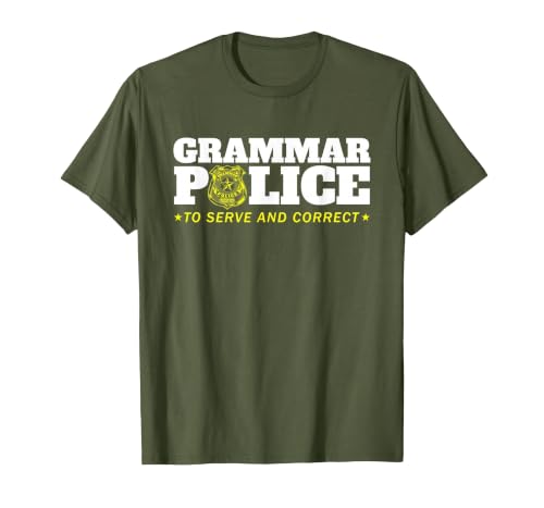 Easy Halloween Costume Top Shop Grammar Police Officer Funny Badge Halloween Costume T-Shirt - size chart
