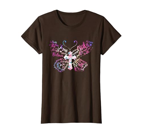 Butterfly Prayer Graphic Jesus Christian Cross Butterfly Prayer Jesus Christian Cross Floral Pattern T-Shirt - size chart