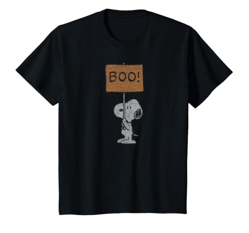 Peanuts Halloween Snoopy Boo Sign T-Shirt - size chart