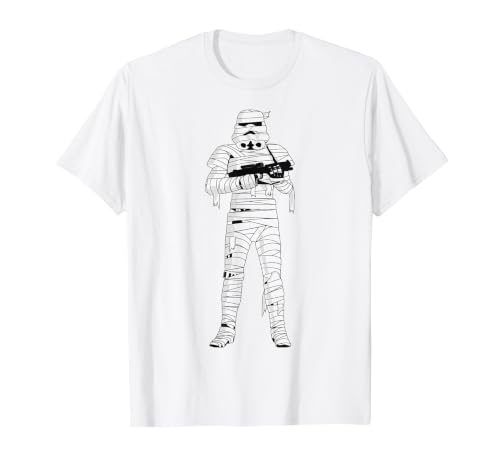 Star Wars Halloween Stormtrooper Mummy Wraps T-Shirt - size chart