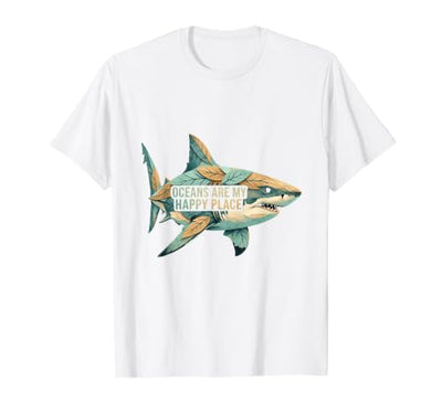 Oceans Are My Happy Place Shark Design T-Shirt