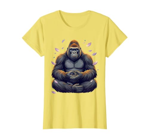 Mademark Meditating Gorilla Zen Monkey Graphic Design T-Shirt - Women - size chart