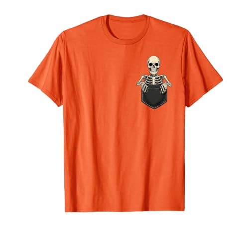 Funny Pocket Skeleton Halloween T Shirt For Men Funny Skeleton in The Pocket Halloween Kids Teens Adults T-Shirt - size chart
