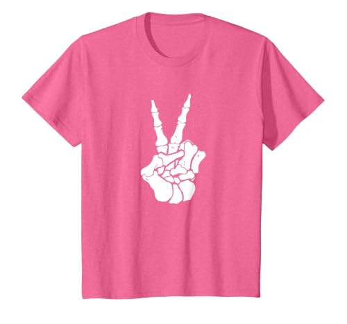Goodtogotees Skeleton Hand Peace Sign Halloween t-Shirt T-Shirt - size chart
