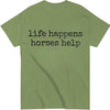 Nusyouc Life Happens Horses Help Equestrian T-Shirt Vintage Horse Lover T Shirt Tops - size chart