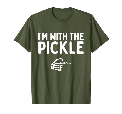Funny Halloween Costume Holiday Party Gift I'm with The Pickle Funny Halloween Costume Matching Couples T-Shirt - size chart