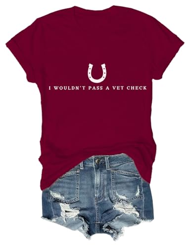 Czbic I Wouldn't Pass A Vet Check Shirt, Horseshoe Graphic Tee, Funny Casual Horse Lover Casual Top for Men Women - size chart