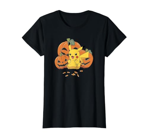 Pokémon Halloween Pikachu Cute Pumpkin Candy Corn T-Shirt - size chart