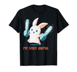 My Spirit Animal Cute Rabbit with Chainsaw T-Shirt — design detail