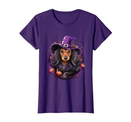 Dachshund Lovers Halloween Costume Cute Witch Funny Dachshund Halloween Costume Dog Lover T-Shirt - size chart