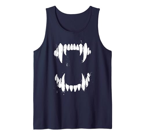Pop Cult Tees Halloween Horror Wolf Dog Vampire Monster Teeth Costume Tank Top - size chart