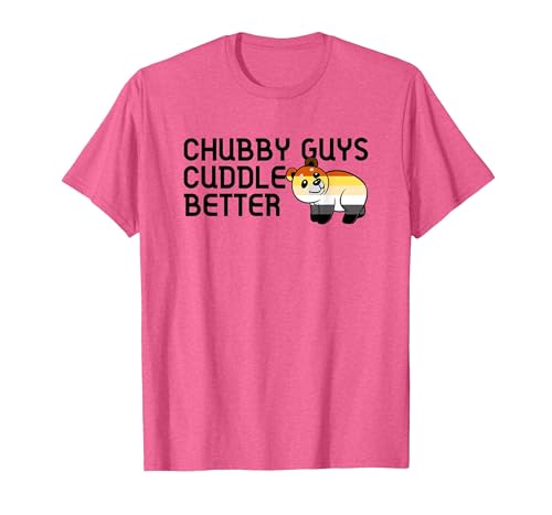 LGBTQ Pride Gifts Chubby Guys Cuddle Better Gay Bear Pride Couple Flag Love T-Shirt - size chart